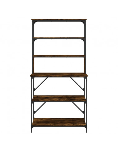 Scaffale Cucina 6 Ripiani Rovere Fumo 90x40x180cm Multistrato