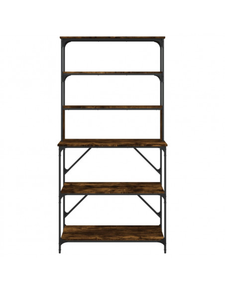 Scaffale Cucina 6 Ripiani Rovere Fumo 90x40x180cm Multistrato