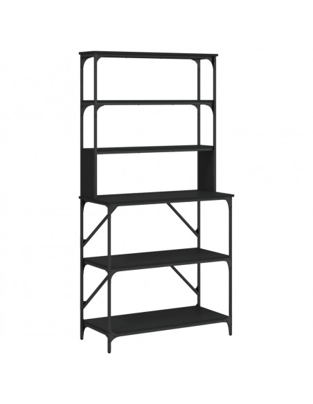 Scaffale da Cucina 6 Ripiani Nero 90x40x180cm Legno Multistrato