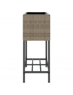 Fioriere Giardino con Ripiani 2pz Grigie 70x28x70cm Polyrattan 2