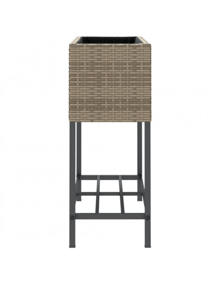 Fioriere Giardino con Ripiani 2pz Grigie 70x28x70cm Polyrattan