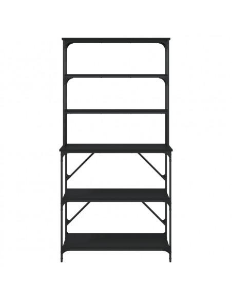 Scaffale da Cucina 6 Ripiani Nero 90x40x180cm Legno Multistrato