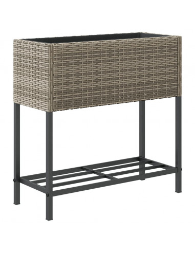 Fioriere Giardino con Ripiani 2pz Grigie 70x28x70cm Polyrattan