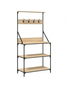 Scaffale Cucina Ganci 4 Ripiani Rovere Sonoma Legno Multistrato 2