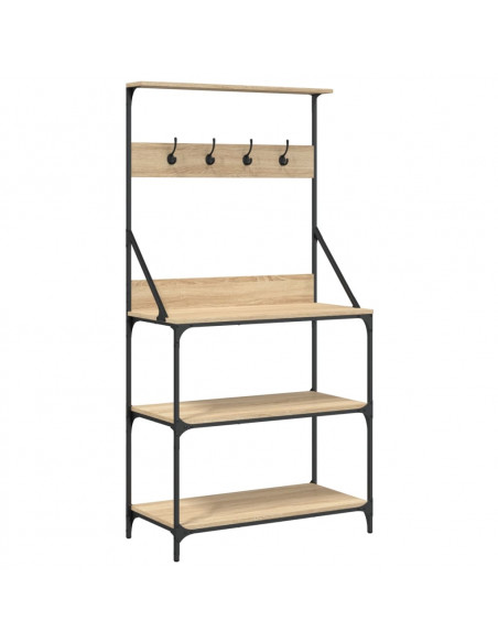 Scaffale Cucina Ganci 4 Ripiani Rovere Sonoma Legno Multistrato