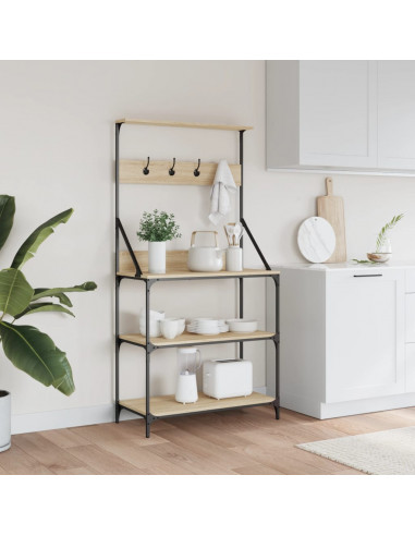 Scaffale Cucina Ganci 4 Ripiani Rovere Sonoma Legno Multistrato