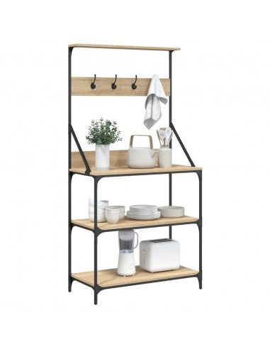 Scaffale Cucina Ganci 4 Ripiani Rovere Sonoma Legno Multistrato