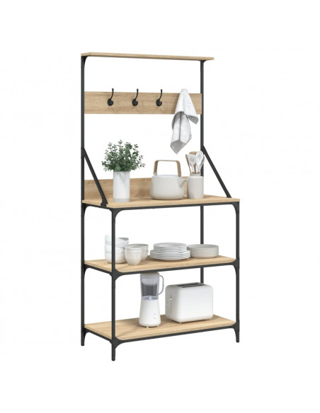 Scaffale Cucina Ganci 4 Ripiani Rovere Sonoma Legno Multistrato