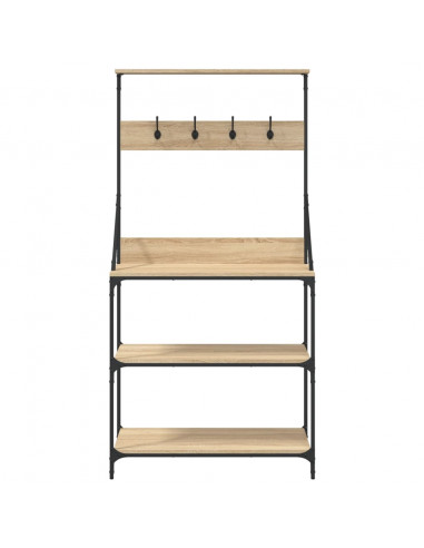 Scaffale Cucina Ganci 4 Ripiani Rovere Sonoma Legno Multistrato