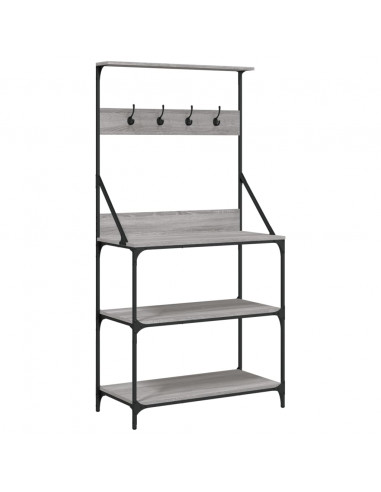 Scaffale Cucina Ganci 4 Ripiani Grigio Sonoma Legno Multistrato