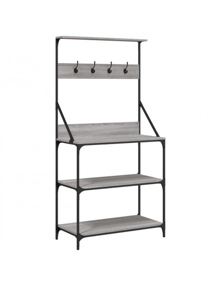 Scaffale Cucina Ganci 4 Ripiani Grigio Sonoma Legno Multistrato