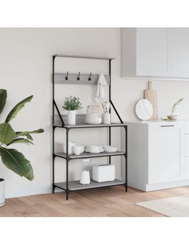 Scaffale Cucina Ganci 4 Ripiani Grigio Sonoma Legno Multistrato