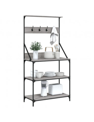 Scaffale Cucina Ganci 4 Ripiani Grigio Sonoma Legno Multistrato