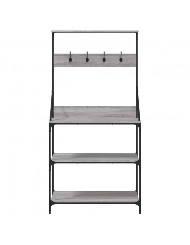 Scaffale Cucina Ganci 4 Ripiani Grigio Sonoma Legno Multistrato