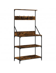 Scaffale Cucina Ganci 4 Ripiani Rovere Fumo Legno Multistrato 2