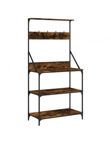 Scaffale Cucina Ganci 4 Ripiani Rovere Fumo Legno Multistrato