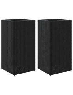 Fioriere da Giardino 2 pz Nere 40x40x80 cm in Polyrattan 2