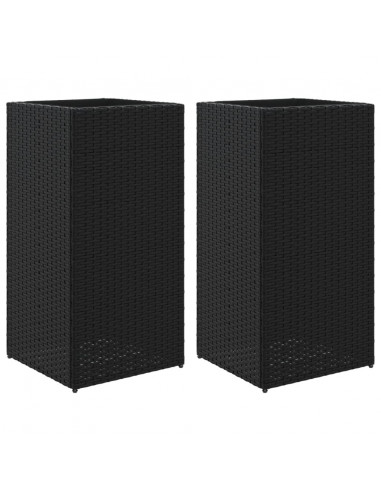 Fioriere da Giardino 2 pz Nere 40x40x80 cm in Polyrattan