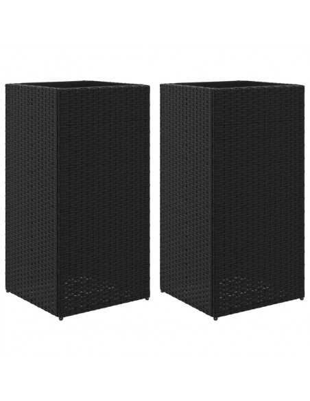 Fioriere da Giardino 2 pz Nere 40x40x80 cm in Polyrattan