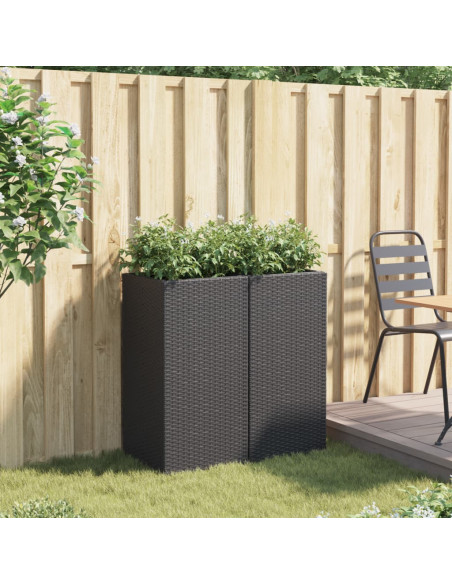 Fioriere da Giardino 2 pz Nere 40x40x80 cm in Polyrattan