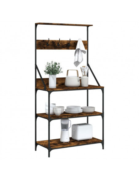 Scaffale Cucina Ganci 4 Ripiani Rovere Fumo Legno Multistrato