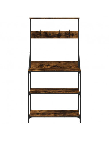 Scaffale Cucina Ganci 4 Ripiani Rovere Fumo Legno Multistrato