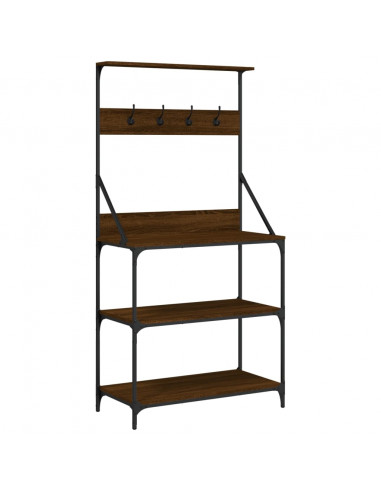 Scaffale Cucina Ganci 4Ripiani Rovere Marrone Legno Multistrato