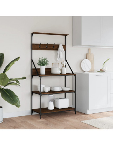 Scaffale Cucina Ganci 4Ripiani Rovere Marrone Legno Multistrato