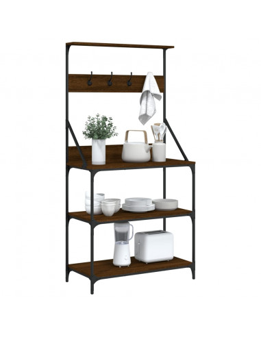 Scaffale Cucina Ganci 4Ripiani Rovere Marrone Legno Multistrato