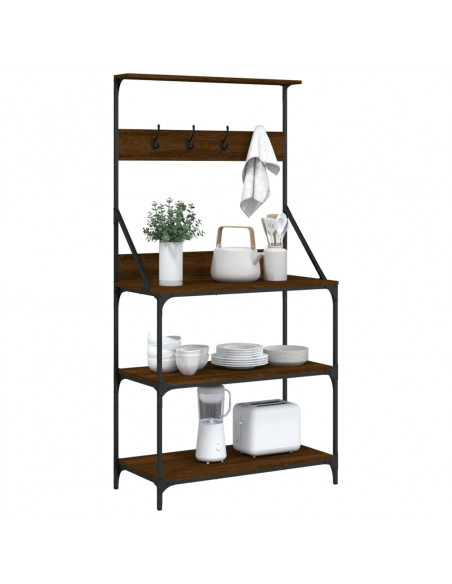 Scaffale Cucina Ganci 4Ripiani Rovere Marrone Legno Multistrato