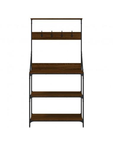 Scaffale Cucina Ganci 4Ripiani Rovere Marrone Legno Multistrato