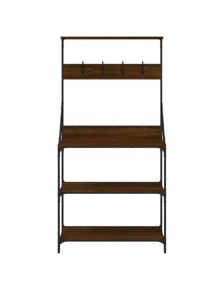 Scaffale Cucina Ganci 4Ripiani Rovere Marrone Legno Multistrato
