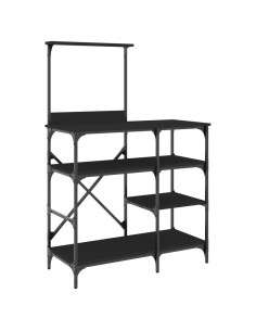 Mobile da Cucina Nero 90x40x132 cm Legno Multistrato e Metallo 2