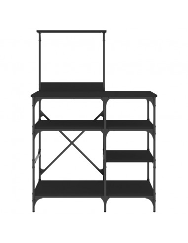 Mobile da Cucina Nero 90x40x132 cm Legno Multistrato e Metallo