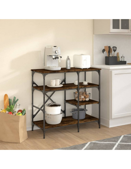 Mobile da Cucina Rovere Fumo 90x40x84 cm Multistrato e Metallo