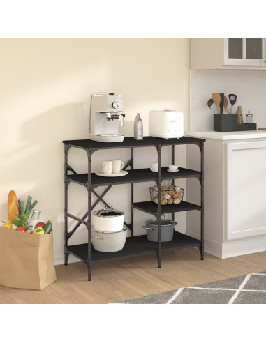 Mobile da Cucina Nero 90x40x84 cm Legno Multistrato e Metallo