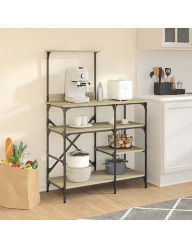 Mobile Cucina Rovere Sonoma 90x40x132 cm Multistrato e Metallo