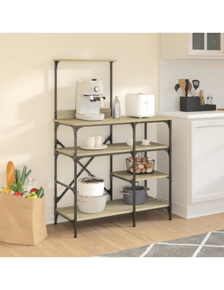 Mobile Cucina Rovere Sonoma 90x40x132 cm Multistrato e Metallo