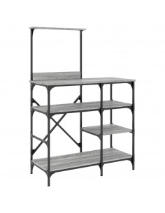 Mobile Cucina Grigio Sonoma 90x40x132 cm Multistrato e Metallo 2