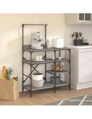 Mobile Cucina Grigio Sonoma 90x40x132 cm Multistrato e Metallo