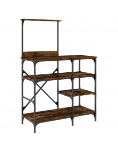 Mobile da Cucina Rovere Fumo 90x40x132 cm Multistrato e Metallo 2