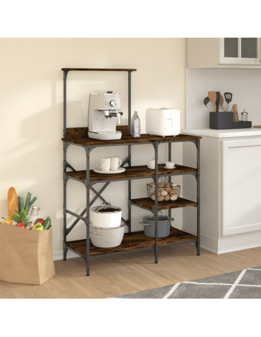 Mobile da Cucina Rovere Fumo 90x40x132 cm Multistrato e Metallo