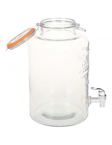 Distributore d'Acqua XXL con Rubinetto Trasparente 8 L Vetro
