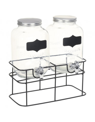 Distributori di Bevande 2 pz da 4 L con Supporto Vetro