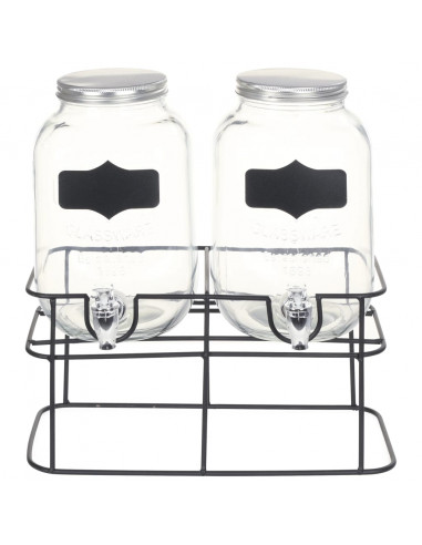 Distributori di Bevande 2 pz da 4 L con Supporto Vetro