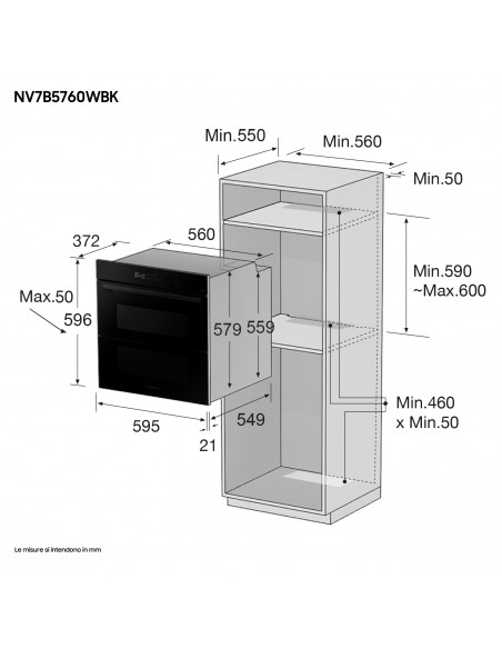Samsung NV7B5760WBK Forno ad incasso a Vapore Serie 5 76 L A+ Vetro Nero