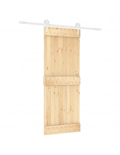 Porta Scorrevole con Set Hardware 80x210 cm Legno Massello Pino 2