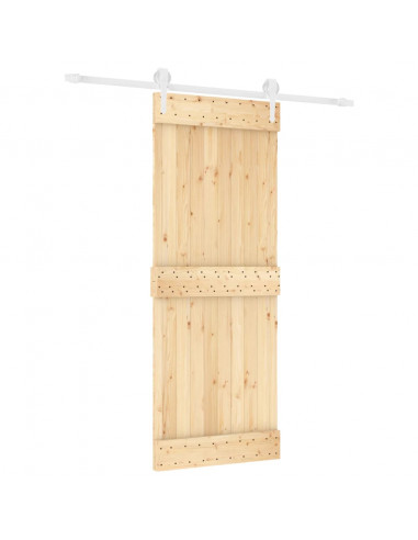 Porta Scorrevole con Set Hardware 80x210 cm Legno Massello Pino