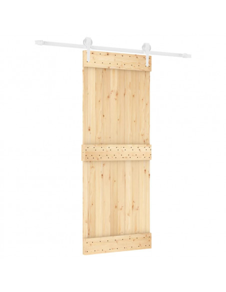 Porta Scorrevole con Set Hardware 80x210 cm Legno Massello Pino