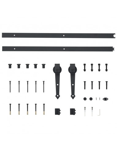 Porta Scorrevole con Set Hardware 80x210 cm Legno Massello Pino